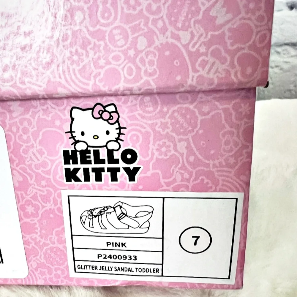 HELLO KITTY Glitter Pink 80s Jelly Sandals New Box Included! Size 7 Toddler Girl - Picture 6 of 9